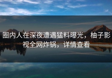 圈内人在深夜遭遇猛料曝光，柚子影视全网炸锅，详情查看