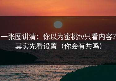 一张图讲清：你以为蜜桃tv只看内容？其实先看设置（你会有共鸣）