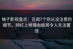柚子影视盘点：丑闻7个你从没注意的细节，网红上榜理由极其令人无法置信