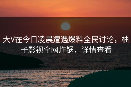 大V在今日凌晨遭遇爆料全民讨论，柚子影视全网炸锅，详情查看