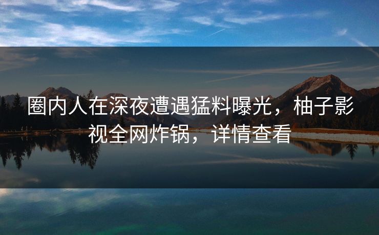 圈内人在深夜遭遇猛料曝光，柚子影视全网炸锅，详情查看